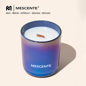 MESCENTE Luxe Bleu <span class=keywords><strong>Aurore</strong></span> – Pot à bougie décoratif en verre vide irisé, qualité supérieure, vente en gros, personnalisable - Product Image 2