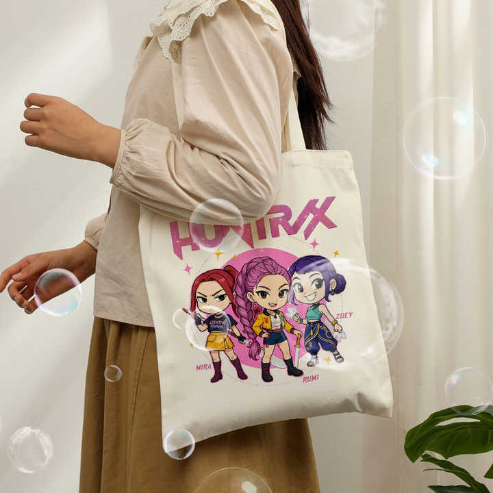 Borsa Riutilizzabile Kpop Demon Hunters Heroic Huntrix – Pratica Per La Spesa E I Viaggi, Colore Naturale