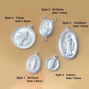 B4968 <span class=keywords><strong>Lovestory</strong></span> Oferta Especial Colgante de Plata de Ley 925 con Diseño Clásico de Retrato de María para Niños, Forma de Moneda, Bañado en Oro de 14k - Product Image 2