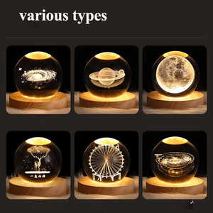 Quả cầu hệ mặt trời khắc laser, quà tặng lễ hội thiên văn, đồ trang trí bàn làm việc tại nhà, quả cầu pha lê 3D, đèn ngủ hình hành tinh - Product Image 2