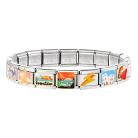 Mode coloré volcan château bateau à voile italien charme lien Fit 9mm acier inoxydable bricolage faisant des perles Bracelet Fo cadeaux