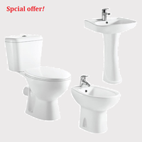 Ensemble de toilettes en céramique à deux pièces, siège de toilette à deux pièces avec lavabo, lavabo sur pied