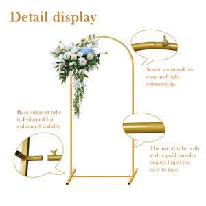大型ゴールドメタルバルーンアーチセット安定チラバックドロップスタンド写真ウェディングパーティー装飾花サポートスクエアアイアン - Product Image 3
