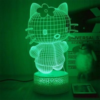 Kitty 3D LED Illusion lampe de nuit à 7 couleurs changeantes
