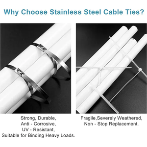 Bridas metálicas de 11.8 pulgadas, 100 unidades, de acero inoxidable 304, resistentes, multiusos, autoblocantes. - Product Image 6