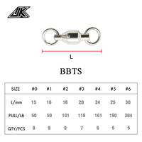 Roulement à billes Jk BBTS en acier inoxydable 304, connecteur argenté, accessoires de pêche en eau salée, émerillon
