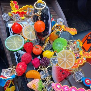 Fruit Strawberry Litchi Pineapple Pear <b>Key</b> <b>Chain</b> Simulated Grape Yangmei <b>Car</b> Hanging Bag Hanging Decoration - Product Image 6