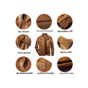 Wholesale Plus Size Leather <b>Jacket</b> Outdoor Use Leather <b>Jacket</b> Stand <b>Collar</b> Men Leather <b>Jacket</b> - Product Image 2