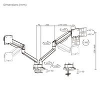 Bras de moniteur double à ressort mécanique LDT86-C024 17-35 pouces 12 kg, support d'écran d'ordinateur 34 pouces, support de bureau VESA, support double moniteur