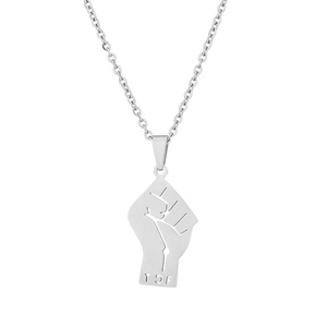Puño TDF Tigray-Colgante <span class=keywords><strong>de</strong></span> acero inoxidable africano para mujer y niña, collar <span class=keywords><strong>de</strong></span> cadena, Color dorado y plateado - Product Image 1