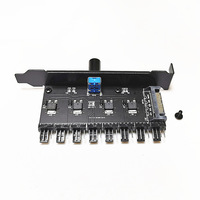 Controlador de ventilador manual de 8 vías Soporte de montaje PCI con 4 perillas para ventiladores de PC de 3/4 pines alimentados por Molex de 4 pines