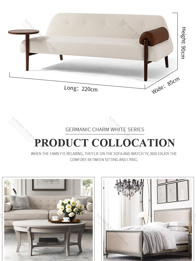 Modern Feather Stuffing Seat and Back Cushions 2 Seater Fabric Sofa Cover Set Wood Style