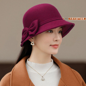 Chapeau Fedora Trilby Vintage en Feutre de Laine avec Nœud pour Femme et Fille – Collection Hiver - Product Image 5