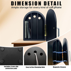 Boîte de rangement pour téléphones en bois de qualité supérieure, boîte de rangement pour téléphone portable avec trous de charge pour la décoration de la maison - Product Image 3