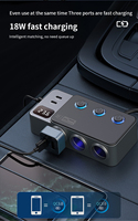 Adaptador de Coche 120W con 3 Tomas de Cigarrillos, 5 USB PD36W, Carga Rápida USB-C 8 en 1, Cable de 3.3FT y Monitor de Voltaje para RVs y Coches