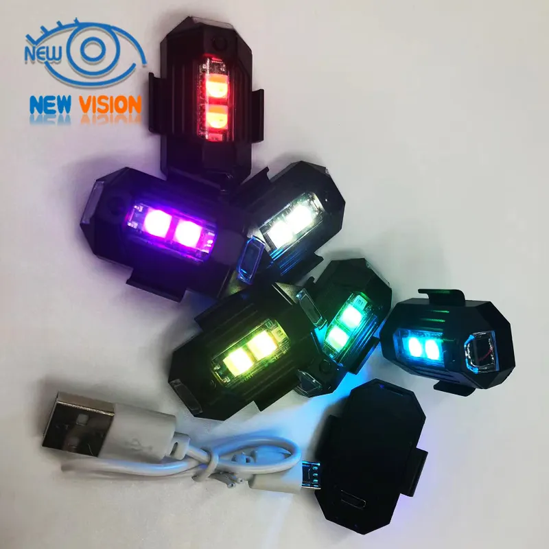 7 Color LED Mini USB Rechargeable Motorcycle Car Indicator Signal Warning Drone Strobe Light Aircraft Warning Lights