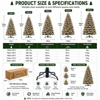 Sapin de Noël en PE PVC écologique, 120-240 cm, 5 tailles avec lumières LED, style pin floqué pour la maison, le jardin, les mariages et les fêtes