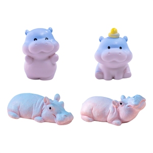 Figurine de petit hippopotame mignon en résine bleue et dégradée, décoration de scène DIY, décoration de bureau, petit o - Product Image 1