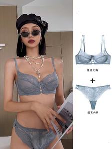 Nueva ropa interior para mujer Sujetador push-up Sujetador de encaje transpirable ultrafino sexy con conjunto de sujetador de Tanga - Product Image 5