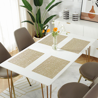 Ensemble de sets de table rectangulaires en PVC, design classique métallique, écologiques, texture tressée, résistants à la chaleur, or et argent