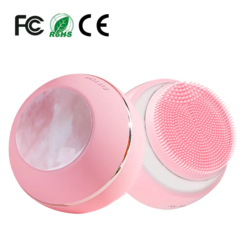 Custom logo silicone face exfoliating massage electric facial cleansing brush