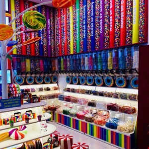 หลอดอะคริลิคขนาดสั่งทำ กล่องใส่ขนมอะคริลิค ร้านขายขนม ผนังสีรุ้ง หลอดอะคริลิคใสทรงกลมพร้อมตัวจ่ายแบบแรงโน้มถ่วง - Product Image 3