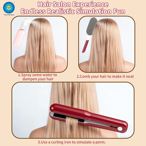 Juego de Juguetes de Belleza de Plástico <span class=keywords><strong>para</strong></span> Niños Pequeños, Set de Peluquería con Plancha, Música, Luz, Peine, Espejo y Maquillaje - Product Image 5