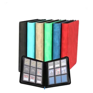 Buchbinder-Binder Fotokarte Karte Buch-Karten-Binder Album 9-Taschen-Kartenordner benutzerdefiniertes Reißverschluss-Leder Premium-Pu-Leder 360 Taschen