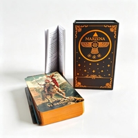 Cartas de Tarot Impresas Personalizadas de Fábrica OEM, Ecológicas, con Borde Dorado Naranja y Bordes Dorados