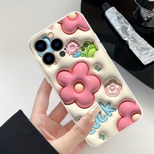 Coque de téléphone portable à bord droit avec impression florale rose au design créatif pour <span class=keywords><strong>iPhone</strong></span> X Xr Xs 11 12 13 <span class=keywords><strong>14</strong></span> 15 16 17 Pro Max - Product Image 2