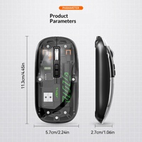 T-WOLF Thunderwolf X11 Sensor Optik 5 Tombol Mouse Nirkabel Transparan Pengisian Daya Bercahaya untuk Notebook Tablet Mode Ganda