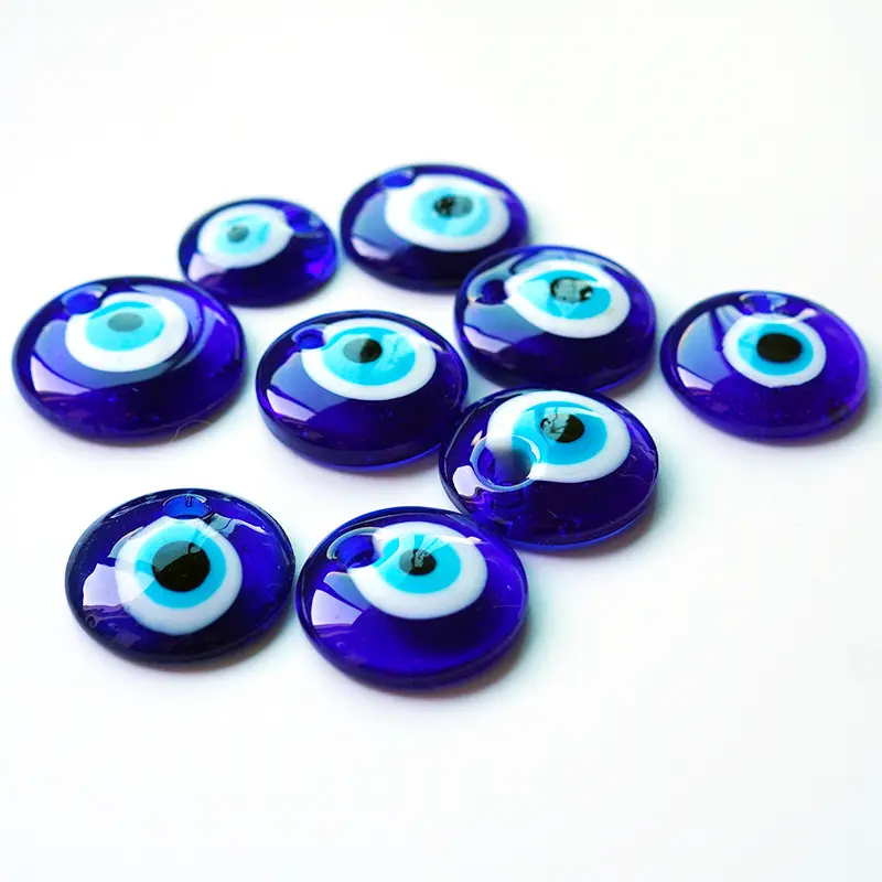 wholesale handmade round glass blue evil eye charms pendant for bracelet necklace jewelry making