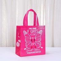 Sac fourre-tout de sensibilisation au cancer du sein, ruban rose, sac en tissu réutilisable avec poignées pour femmes, fournitures de fête