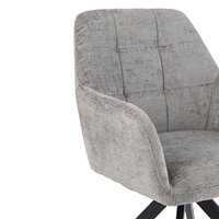 Fauteuil de salle à manger élégant et contemporain en tissu gris avec base en métal, design écologique