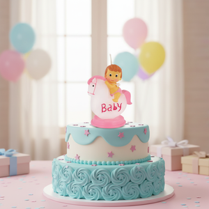 Vela Decorativa Infantil Rosa con Caballo de 80mm - Product Image 3