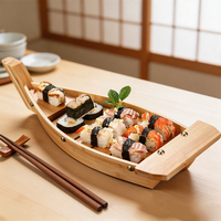 Plateau de service en bois en forme de bateau pour restaurant NEWELL, vente chaude, taille personnalisée, décoration, bateau à sushi naturel à vendre