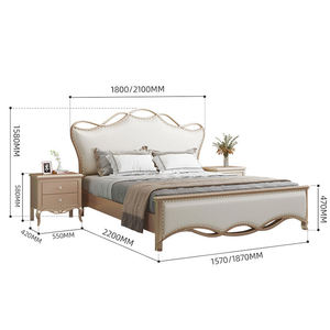 <span class=keywords><strong>Lit</strong></span> surdimensionné de luxe léger à la française, <span class=keywords><strong>lit</strong></span> de princesse pour filles, tête de <span class=keywords><strong>lit</strong></span> en cuir haut de gamme, bois de chêne robuste - Product Image 5