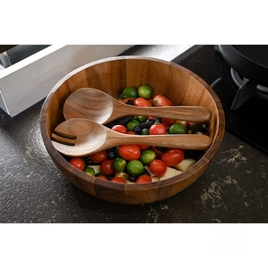 Ensemble de bols à salade en bois de qualité alimentaire, écologiques et personnalisés, grands bols de service en bambou pour le camping, les mariages - Product Image 4