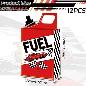 Cajas de Regalo con Diseño de Carros de Carreras, 12 Unidades, Cajas para Fiestas de Cumpleaños con Diseño de Bandera a Cuadros Blanca y Negra, Cajas para Palomitas, Dulces y Galletas - Product Image 2