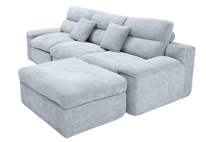 Divano Sezionale a L Grigio Chiaro Compresso, Imballato Sottovuoto, 3 Posti con Chaise Longue e Cuscini, Salvaspazio per Soggiorno - Product Image 6