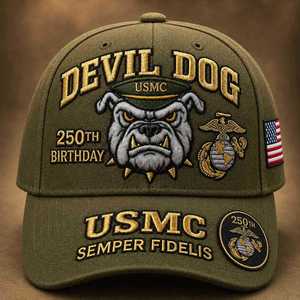 Gorra de béisbol bordada con diseño de Perro del Infierno del Cuerpo de Marines de EE. UU., en stock, MOQ 1, para el 250.º aniversario de EE. UU., estilo europeo y americano - Product Image 3