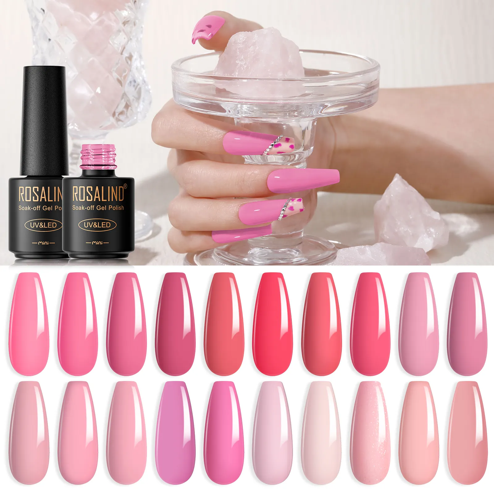 ROSALIND OEM etichetta privata di alta qualità a lunga durata soak off pink pure color 5ml smalto per unghie gel uv giapponese per salone di nail art