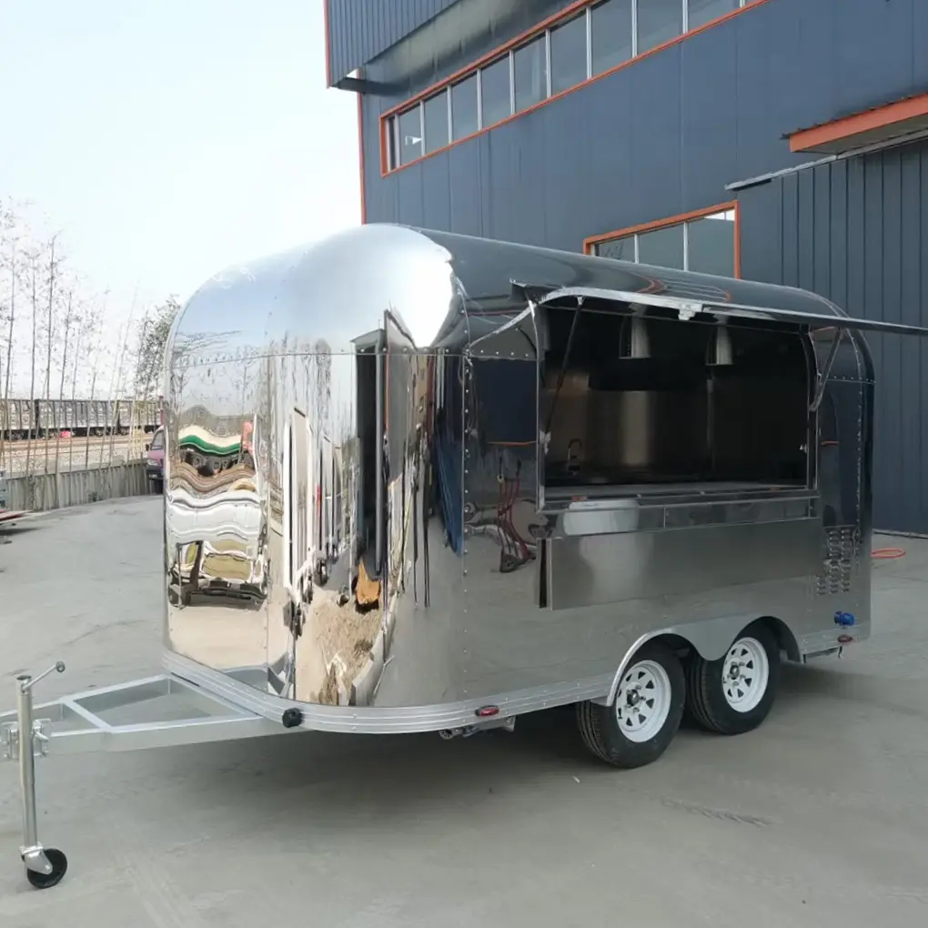 2023 hot factory direct selling mobile stainless steel fast food trailer drink bar coffee bar