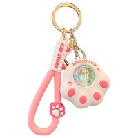 Porte-clés PVC Lumineux Créatif Patte de Chat Effet Coucher de Soleil pour Voiture et Sac à Dos