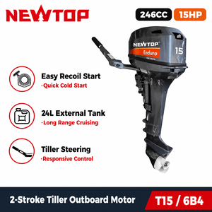 Motor fueraborda de 2 tiempos 15hp 6B4 63V 250cc 11kW a <span class=keywords><strong>gasolina</strong></span> para embarcaciones, encendido CDI, tanque de combustible de 24L, arranque manual, para barco de pesca - Product Image 1