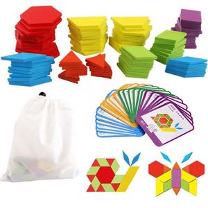 155Pcs <b>Puzzle</b> for Kids Colorful Intelligent Educational Wooden Pattern Blocks Set Montessori Tangram <b>Toys</b> - Product Image 2