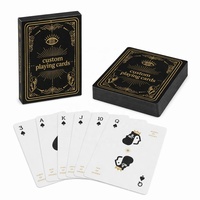 Jeu de cartes à jouer personnalisé OEM noir et or avec estampage à chaud, bords dorés, ensemble de cartes de luxe en papier pour soirées de jeux en famille