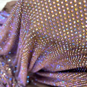 Va165 Chất Lượng Cao Shiny Lưới Pha Lê Vải Rhinestone Glitter Spandex Vải Cho Đảng Dress