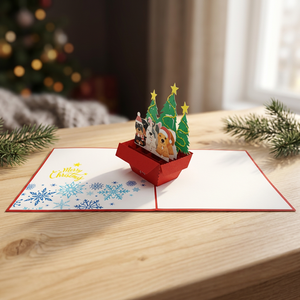 Tarjeta Pop-up 3D Hecha a Mano, Diseño de Animales Personalizado, Decoración Navideña para el Hogar, Regalos de Papel Estilo Romántico, Hanói - Product Image 4