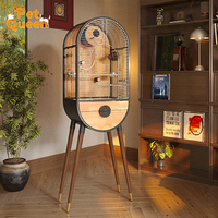 Nichoir en bois massif naturel et acier inoxydable, écologique, triangulaire, DIY, de luxe, avec fermeture à bouton-pression, boîte dorée pour perroquets